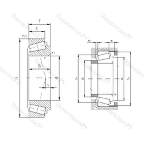 Подшипник роликовый радиально-упорный K-LM 300849/K-LM 300811