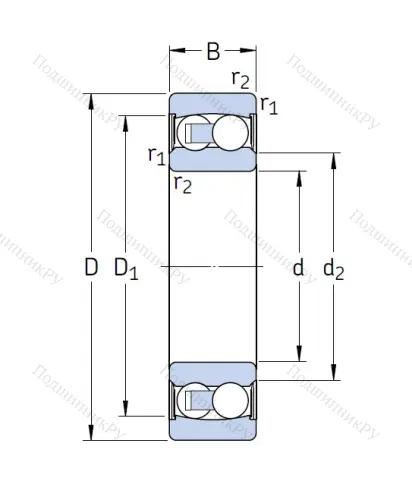 Двухрядный шариковый подшипник 2303 E-2RS 1TN 9 от производителя  SKF