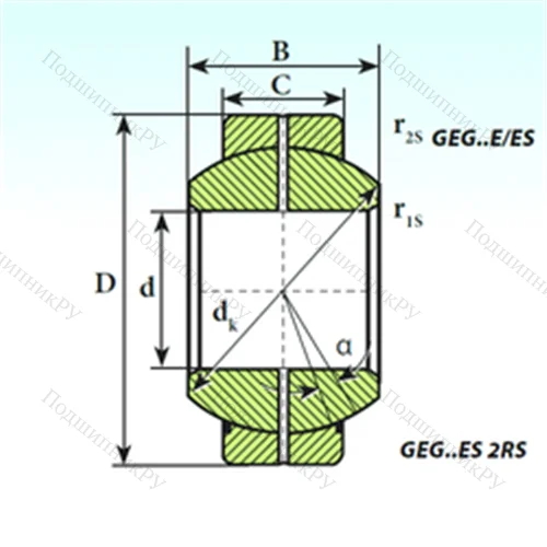 Подшипник скольжения сферический GEG 30 ES 2RS