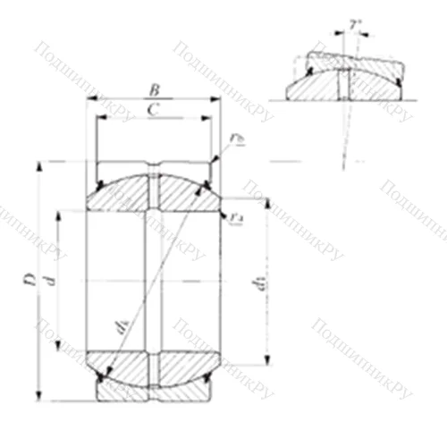 Подшипник скольжения сферический SBB 72-2RS от производителя  IKO Подшипник скольжения сферический SBB 72-2RS от производителя  IKO