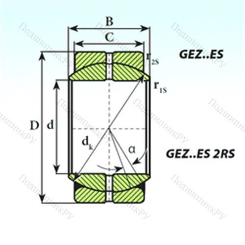 Подшипник скольжения сферический GEZ 22 ES от производителя  ISB