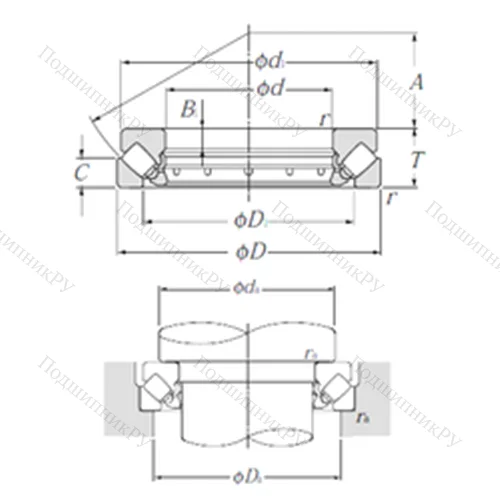 Подшипник роликовый упорно-радиальный 29413 от производителя  NTN