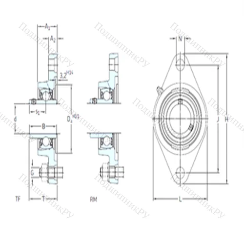 Подшипниковый узел шариковый радиальный FYTJ 1.1/4 TF