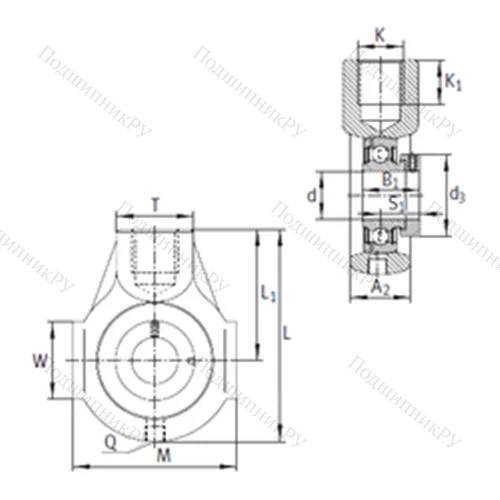 Подшипниковый узел шариковый радиальный PHE 20