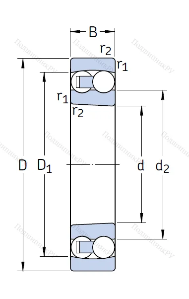 Двухрядный шариковый подшипник 2316 KM/C 3