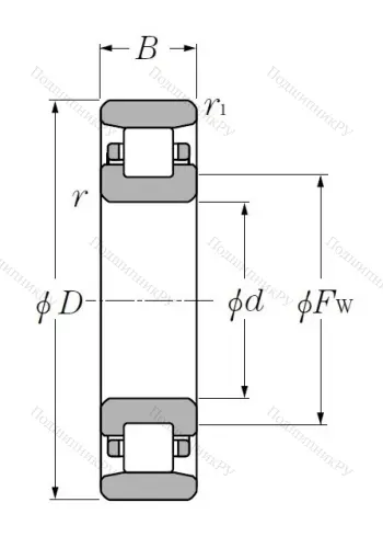 Роликовый цилиндрический подшипник N 218