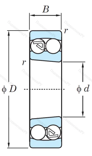 Двухрядный шариковый подшипник 1206 K