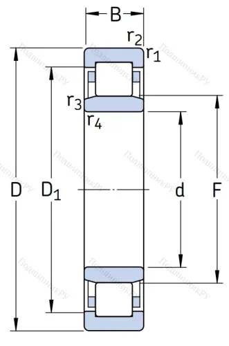 Роликовый цилиндрический подшипник NU 312 ECP/C 3 от производителя  SKF