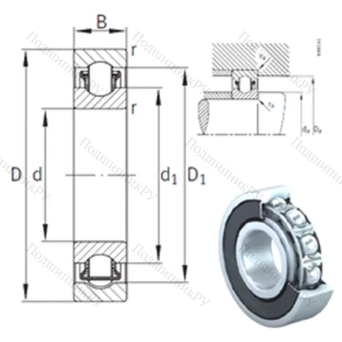 Подшипник с шариковыми роликами (ball roller) радиальный BXRE 206-2RSR