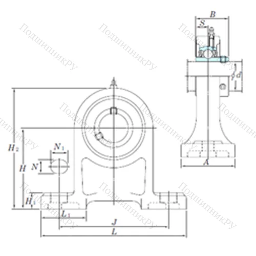 Подшипниковый узел шариковый радиальный UCPH 207-20 от производителя  KOYO
