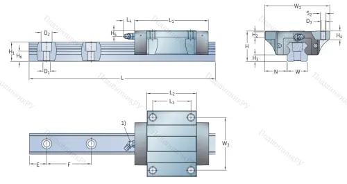 Профильная рельсовая направляющая LLTHS 25 R 1 T 1 220 P 3 E=0 (M/P 011515) в Оренбурге