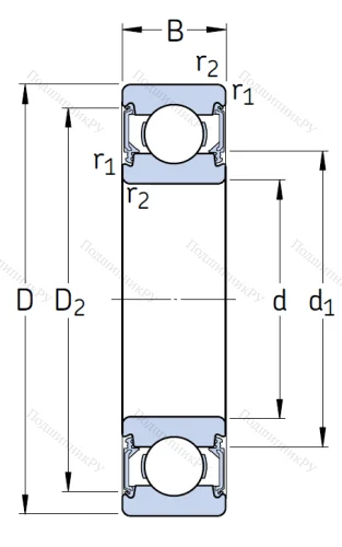 Однорядный шариковый подшипник 6201 2RSH от производителя  SKF Однорядный шариковый подшипник 6201 2RSH от производителя  SKF