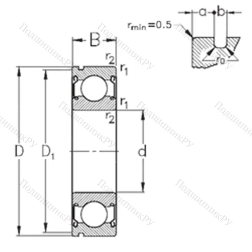 Подшипник шариковый радиальный 6022-2Z-N