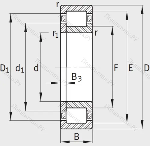 Роликовый цилиндрический подшипник NUP 2212 E XL TVP 2