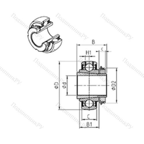 Подшипник шариковый радиальный UK 210+H-26 от производителя  SNR