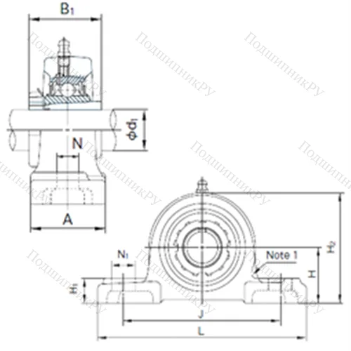 Подшипниковый узел шариковый радиальный UKP 322+H 2322 от производителя  NACHI