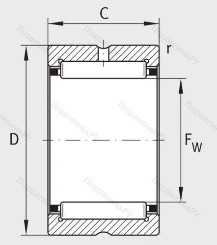 Игольчатый подшипник NK 22/20 XL от производителя  INA