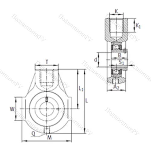 Подшипниковый узел шариковый радиальный PHEY 45