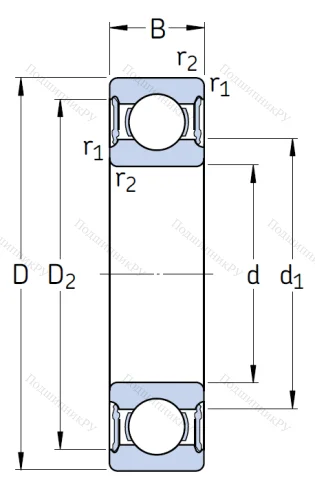 Однорядный шариковый подшипник 62207 2RS 1 от производителя  SKF