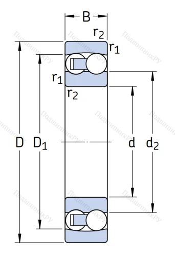 Двухрядный шариковый подшипник 1202 ETN 9