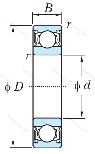 Однорядный шариковый подшипник 6201 2RS CM от производителя  KOYO Однорядный шариковый подшипник 6201 2RS CM от производителя  KOYO