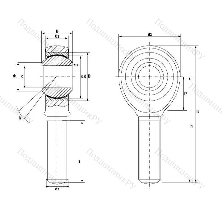 Шарнирная головка с наружной правой резьбой GAKR 8 PW A