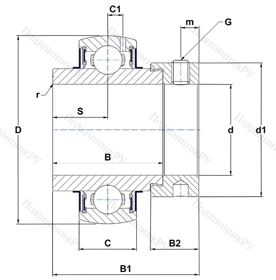 Корпусный подшипник EX 209-26 G 2