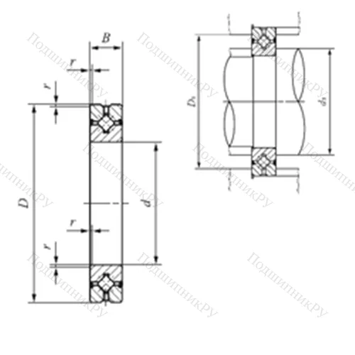 Подшипник роликовый упорно-радиальный с четырехточечным контактом CRBH 14025 A UU