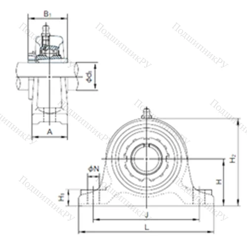 Подшипниковый узел шариковый радиальный UKIP 212+H 2312
