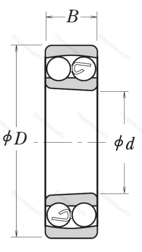 Двухрядный шариковый подшипник 1212 K