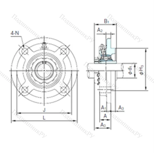Подшипниковый узел шариковый радиальный UKFCX 13+H 2313