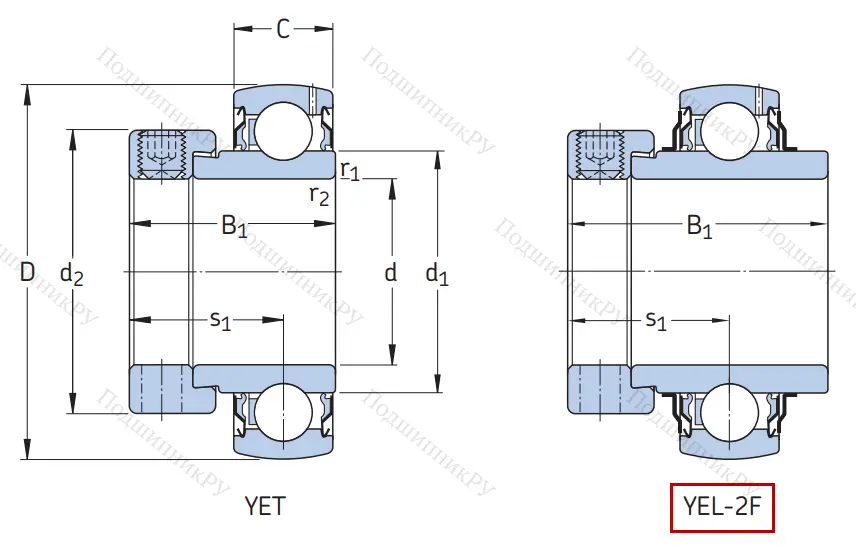 Корпусный подшипник YEL 204-2F в Оренбурге