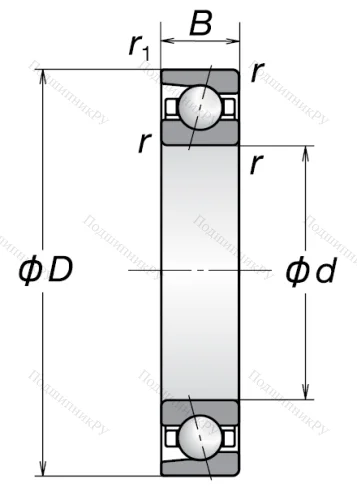 Радиально-упорный шариковый подшипник 7011 ACM (46111 Л ГОСТ) в Оренбурге Радиально-упорный шариковый подшипник 7011 ACM (46111 Л ГОСТ) в Оренбурге