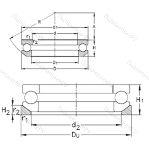 Подшипник шариковый упорный 53416-MP+U 416