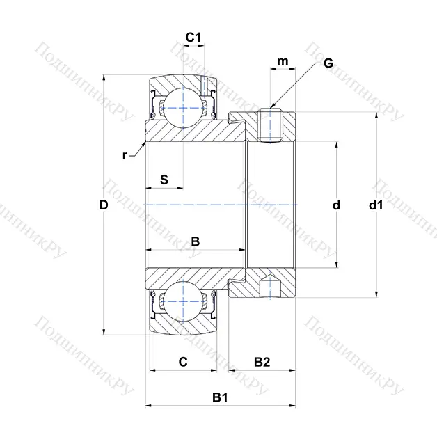 Корпусный подшипник ES 208-24 G 2