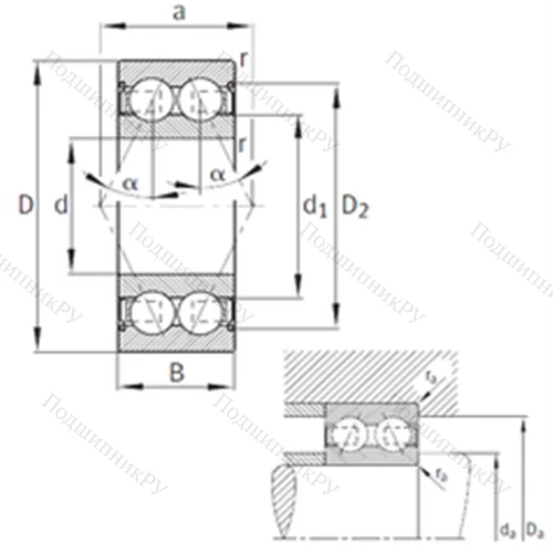 Подшипник шариковый радиально-упорный 3311-B-2Z-TVH