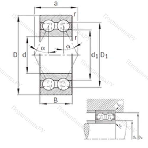 Подшипник шариковый радиально-упорный 3212-B-TVH