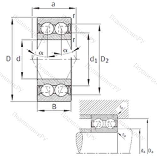 Подшипник шариковый радиально-упорный 3311-B-2RSR-TVH