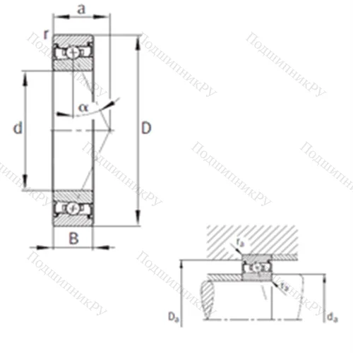 Подшипник шариковый радиально-упорный HSS 71922-E-T-P 4S