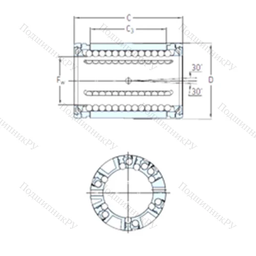 Подшипник шариковый линейный LBCD 30 A-2LS