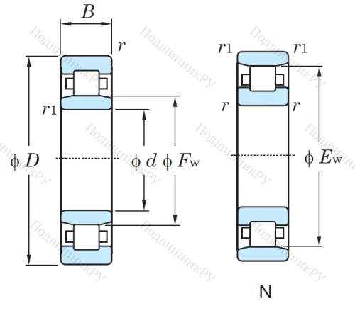 Роликовый цилиндрический подшипник N 213 от производителя  KOYO