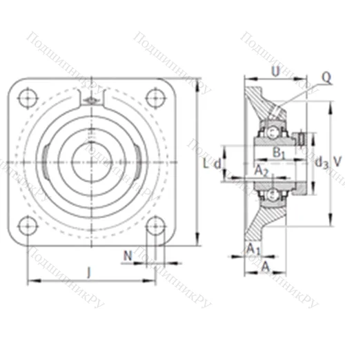Подшипниковый узел шариковый радиальный RCJ 1-3/8
