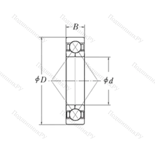 Подшипник шариковый радиально-упорный с четырёхточечным контактом QJM 2.1/4