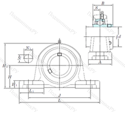 Подшипниковый узел шариковый радиальный UCP 214-44