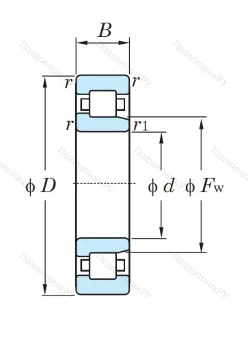 Роликовый цилиндрический подшипник NJ 2212 R от производителя  KOYO Роликовый цилиндрический подшипник NJ 2212 R от производителя  KOYO