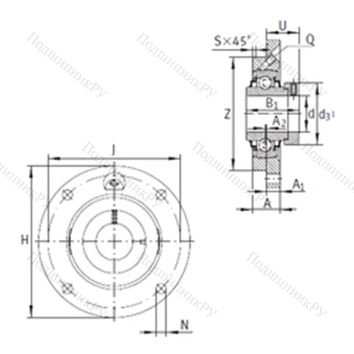 Подшипниковый узел шариковый радиальный RME 80