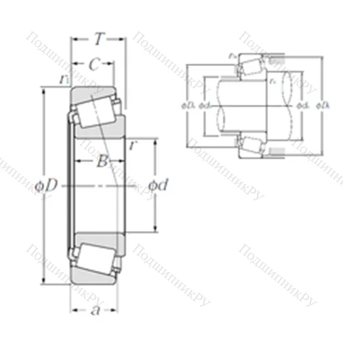 Подшипник роликовый радиально-упорный 4T-L 45449/L 45410 от производителя  NTN