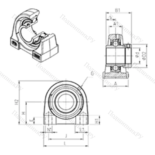 Подшипниковый узел шариковый радиальный EXPG 204