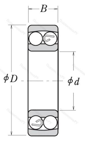 Двухрядный шариковый подшипник 1206