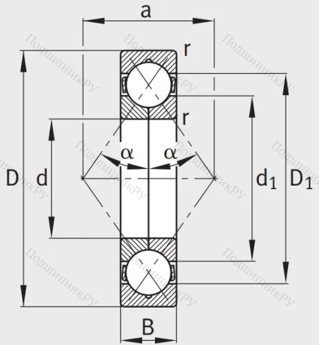 Радиально-упорный шариковый подшипник QJ 311 XL MPA от производителя  FAG